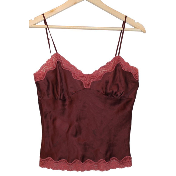 Women's Abercrombie & Fitch Burgundy Red Silk Lace Camisole Tank Top Size Small - Picture 1 of 13